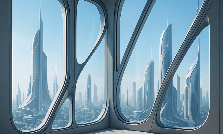 immagine futuristica di una vetrata